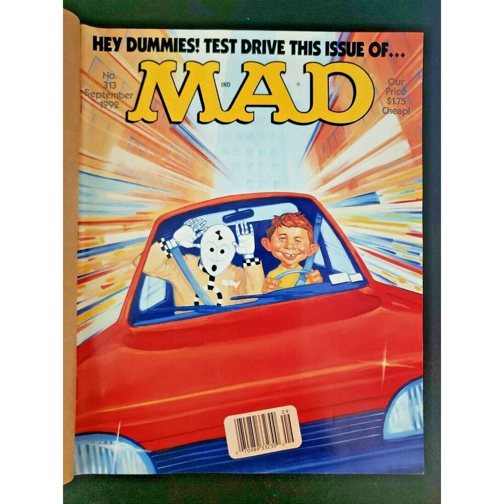 1992 MAD Magazine Sept No. 313 "Hey Dummies Test Driver" W/ Mail Protector M 233